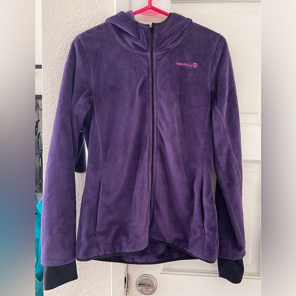 Merrell Womens Medium Purple Fleece Zip Up Hooded Jacket